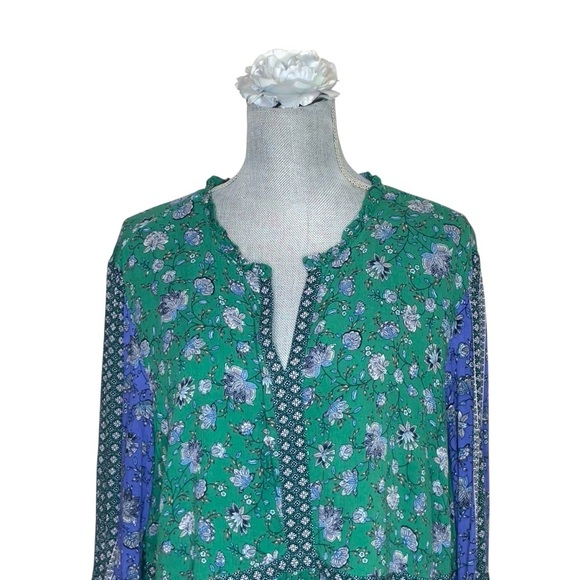 J Jill Mixed-print Peasant Dress In Sweet Clover Folkloric‎ Vine Border size XL - Picture 3 of 11